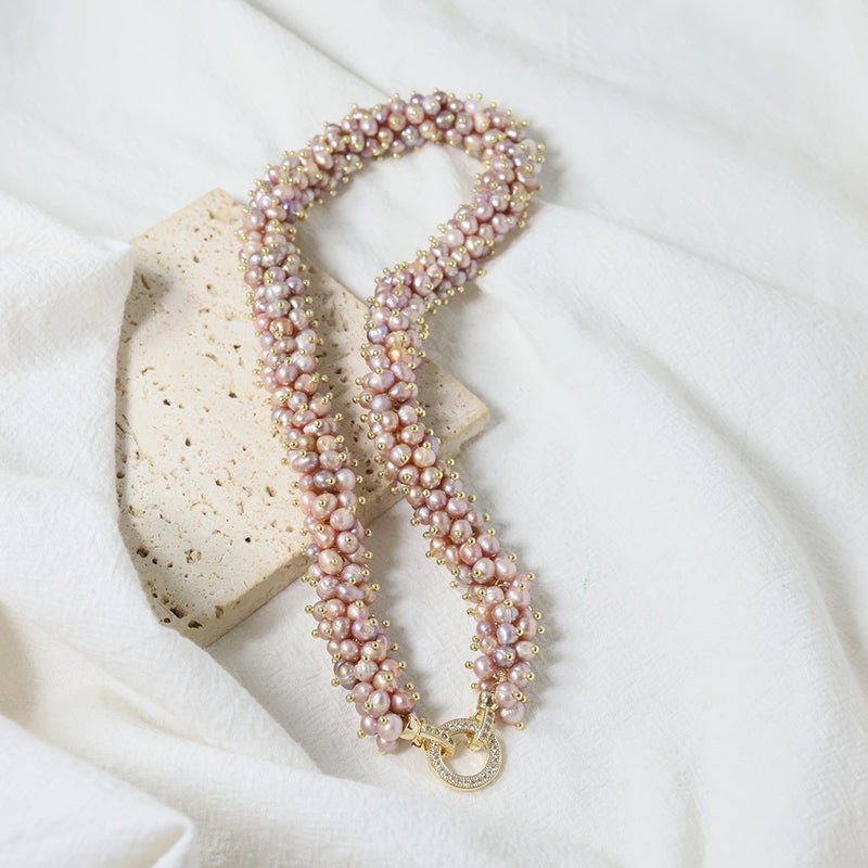 Natural Freshwater Pearl Caterpillar Necklace Niche Simple Necklace High-End Handmade Fashion Commuter Women - Image 4